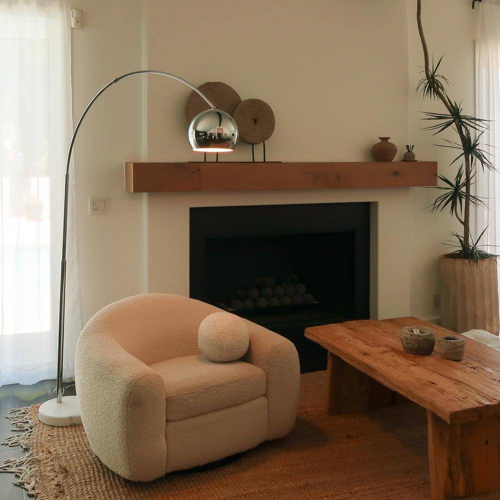 Adjustable Chrome Arc Floor Lamp with Marble Base