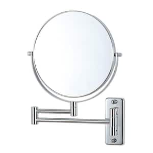 8 in. W x 8 in. H Small Round 2-Side 1X/7X Magnifying Telescopic Bathroom Wall Makeup Mirror in Chrome Finish V3
