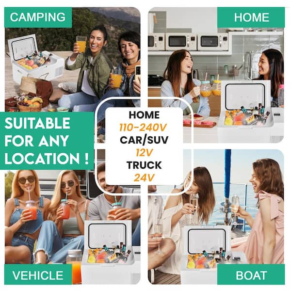 0.7 cu.ft. Portable Casters Rolling Fridge-Freezer Frost Free Retractable Handle 12/110-Volt in White