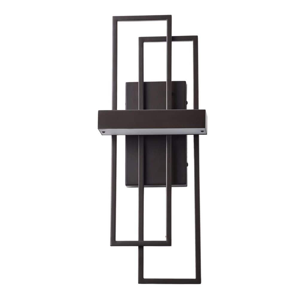 Merra 1-Light Dark Brown LED Wall Sconce with Geometric Metal Frame HCF ...