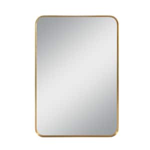 Modern Rectangle 32 in. W x 50 in. H Aluminium Alloy Deep Framed Decorative Mirror With Rounded Corner In Gold