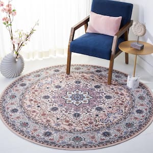 Tuscon Beige/Green 6 ft. x 6 ft. Machine Washable Floral Border Round Area Rug