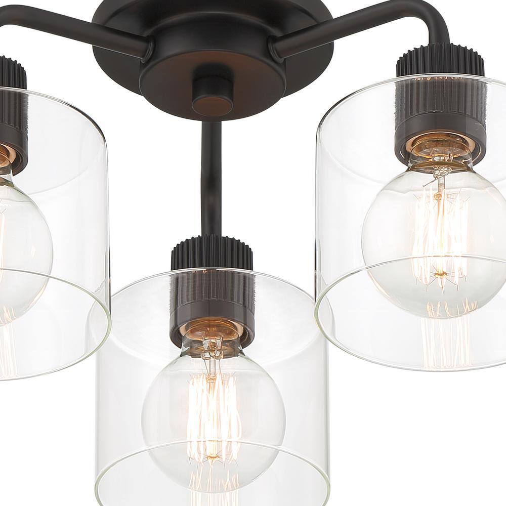 Vibrato Matte Black 3-Light Semi-Flush Mount Light