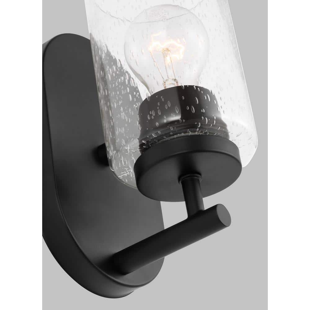 Oslo Midnight Black 8.75" Dimmable Wall Sconce with Clear Seeded Glass