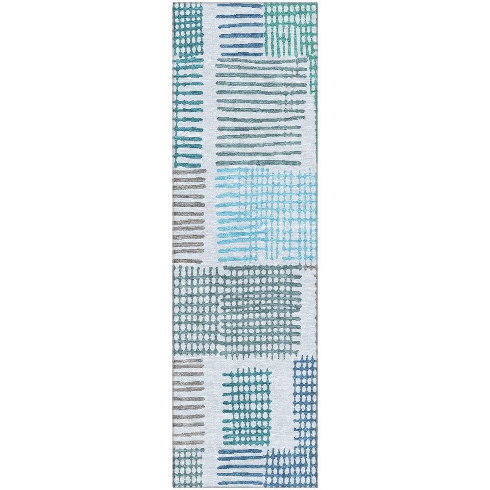 Mayfield Premium Machine Washable Abstract AMF1975 Aqua 2 ft. x 7 ft. Runner Rug price history on PriceWatchPro