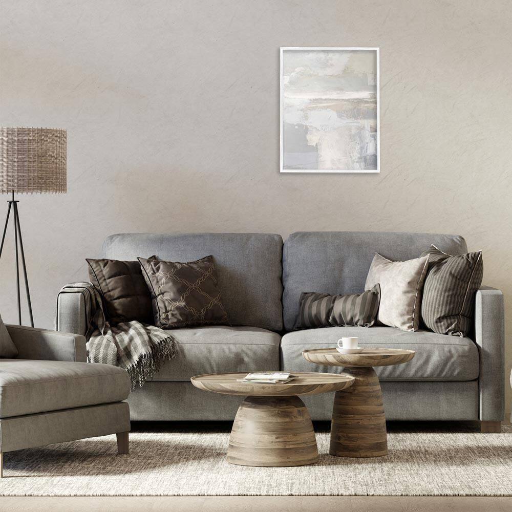 Cascading Soft Neutrals by Rachel Springer White Framed Abstract Giclee Art Print 20 in. x 16 in. price history on PriceWatchPro