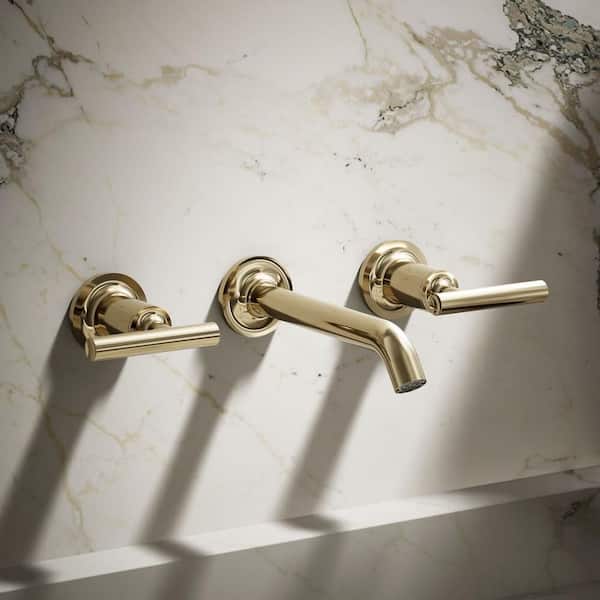Purist 2 Handle Wall Mounted Faucet with Handles in Polished Gold (Vibrant French Gold)