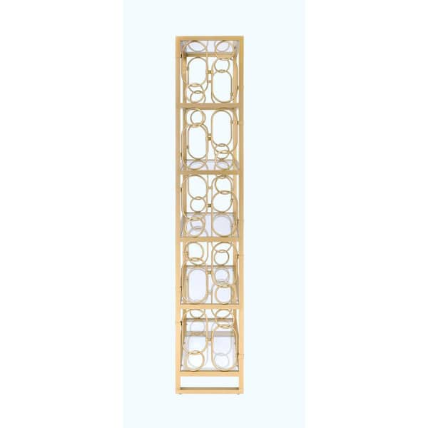 Acme Furniture 77 in. Gold/Clear Metal 5-shelf Etagere Bookcase