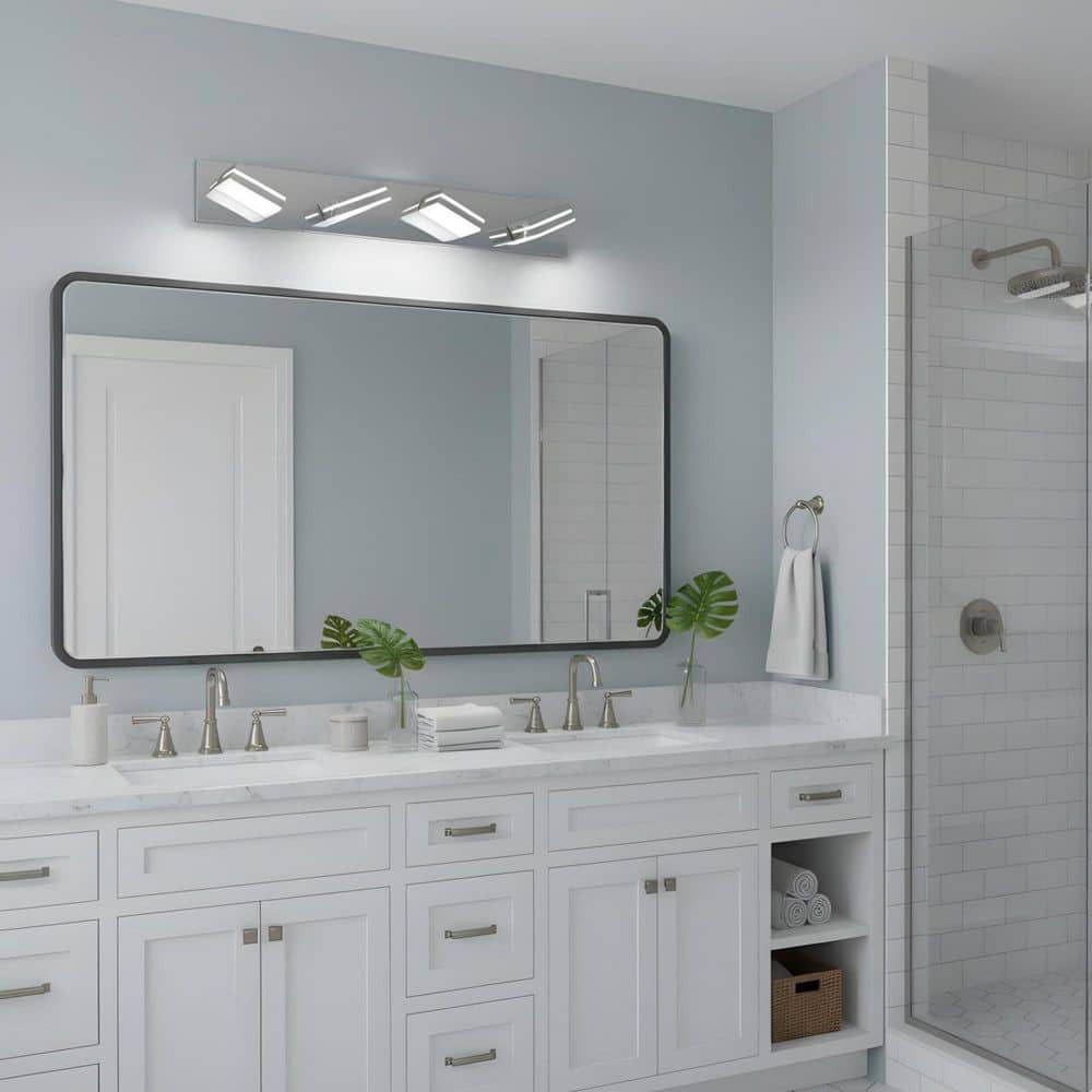 29.9 in. 4-Light LED Chrome Bathroom Vanity Light with Dimmable 6000K Light and 180°Rotatable Shade price history on PriceWatchPro