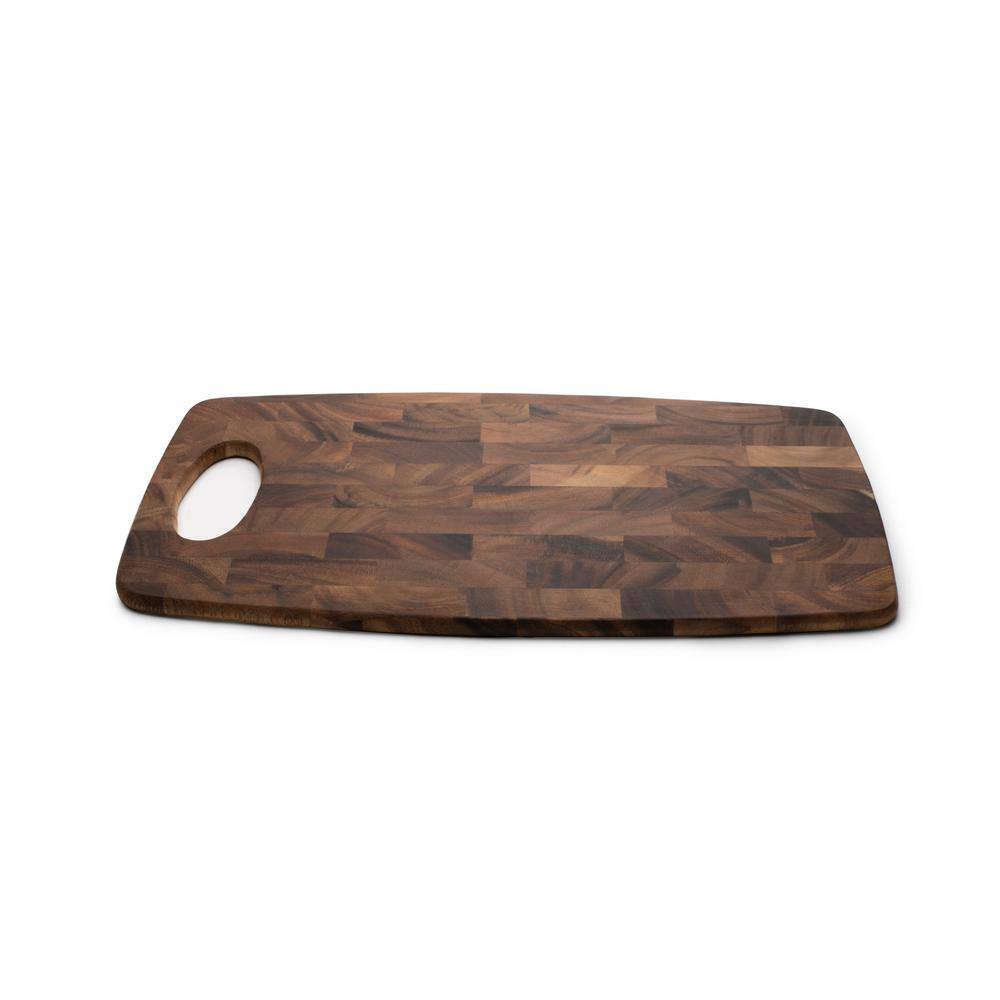 Acacia Wood Rectangular End Grain Cutting Board with Handle