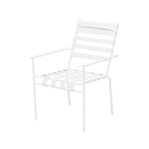Mix and Match Grand Marina White PVC Strap Steel Outdoor Dining Chair
