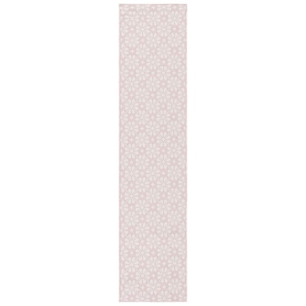Martha Stewart 2 ft. x 9 ft. Pink/Ivory Monochrome Floral Runner Rug
