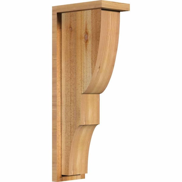 Ekena Millwork 6 in. x 10 in. x 26 in. Western Red Cedar Ridgewood Rough Sawn Corbel with Backplate