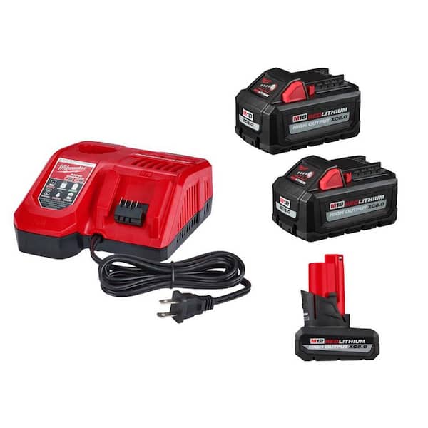 Milwaukee M18/M12 Rapid Charger W/(2) M18 HIGH OUTPUT XC6.0 Batteries & (1) M12 HIGH OUTPUT XC5.0 Battery