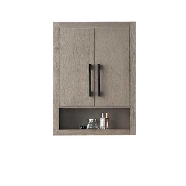 24 in. W x 8 in. D x 33 in. H Bathroom Storage Wall Cabinet in Driftwood Gray/MB