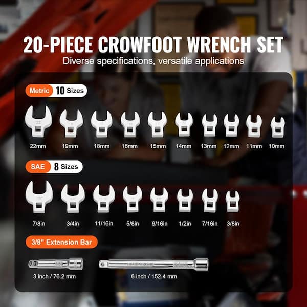 SKYSHALO Crowfoot Wrench Set, EVA Tool Organizer, 40CR Material