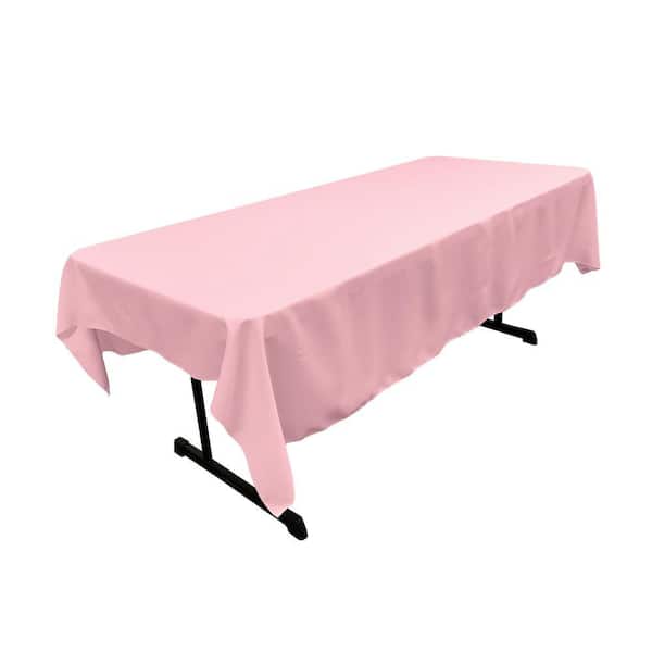 Polyester Poplin 60 in. x 84 in. Light Pink Rectangular Tablecloth