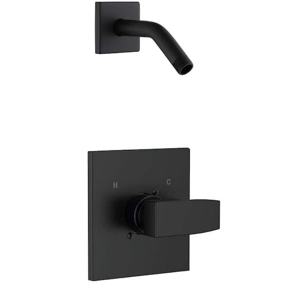 Shower Handle Trim Kit with Arm and Flange for Delta 13/14 Series R10000 Valve Matte Black Single Handle
