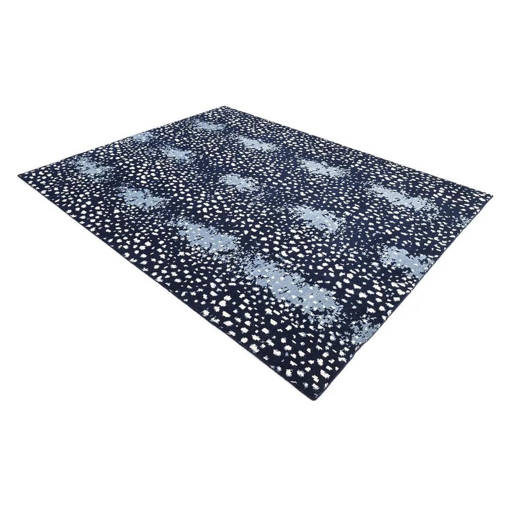 Plush Navy Wool 9' x 12' Hand-Knotted Rectangular Area Rug