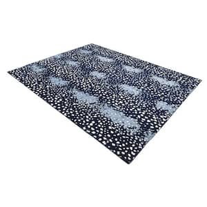 Louis Contemporary Modern Navy 9 ft. x 12 ft. Hand-Knotted Area Rug