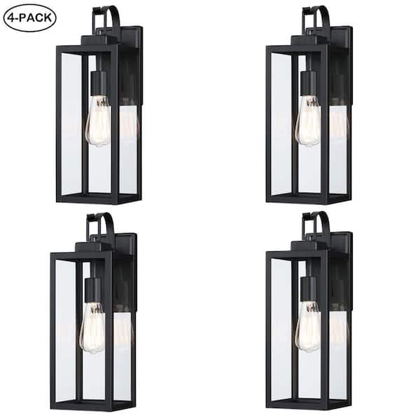 Hukoro Hurry 85.43 in. 3-Light Outdoor Matte Black Metal Hardwired Waterproof Post Light Set with No Bulbs Included