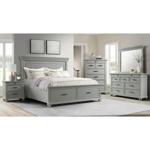 Brooks 28 in. H x 28 in. W x 16 in. D 3-Drawer Nightstand With USB Ports in Grey