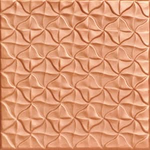 Granny's Pinwheel Quilt Copper Penny 1.6 ft. x 1.6 ft. Decorative Foam Glue Up Ceiling Tile (21.6 sq. ft./Case)
