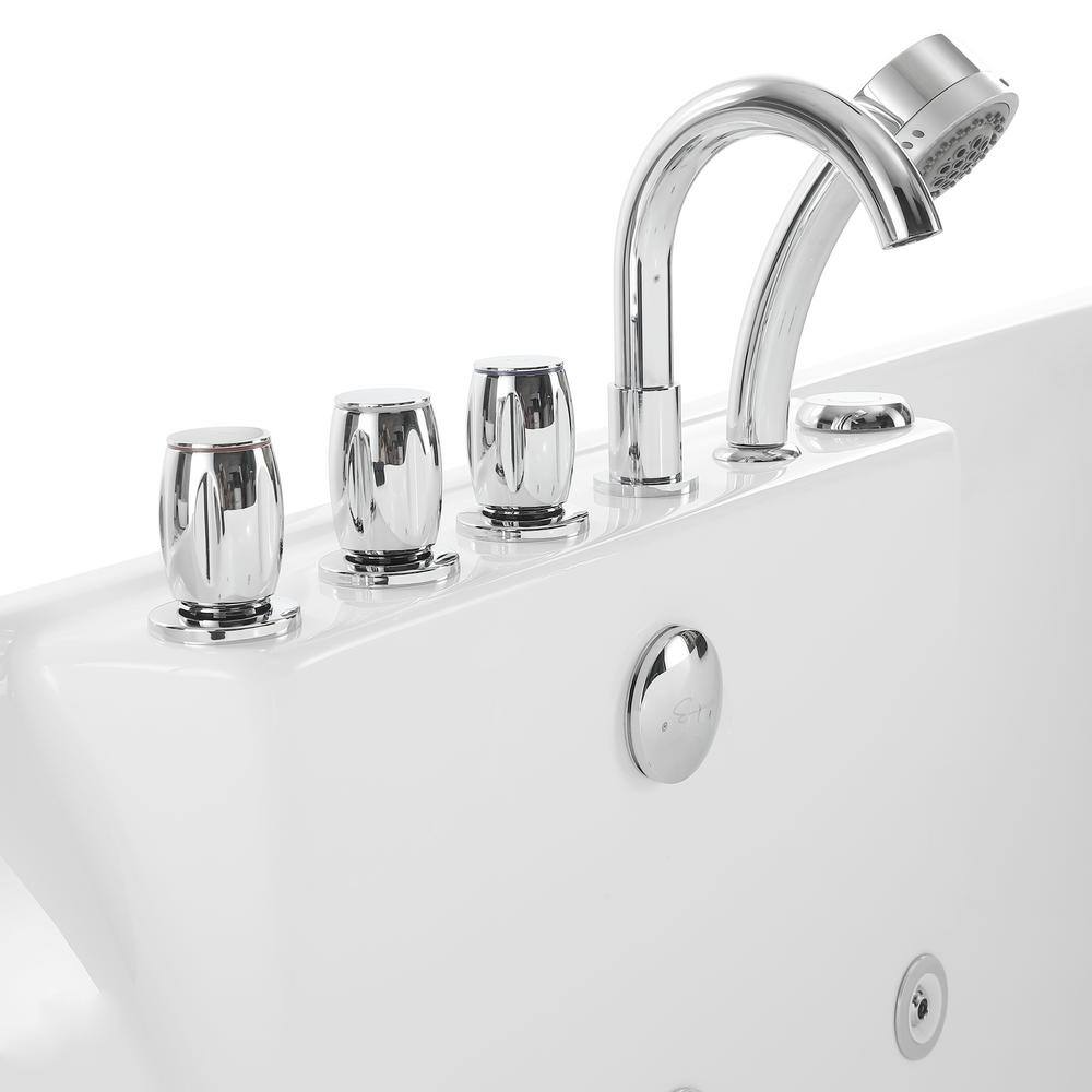 67'' White Acrylic Freestanding Whirlpool Bathtub with Jets