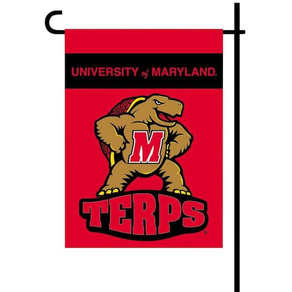 BSI Products NCAA 13 in. x 18 in. Maryland 2-Sided Garden Flag Set with 4 ft. Metal Flag Stand