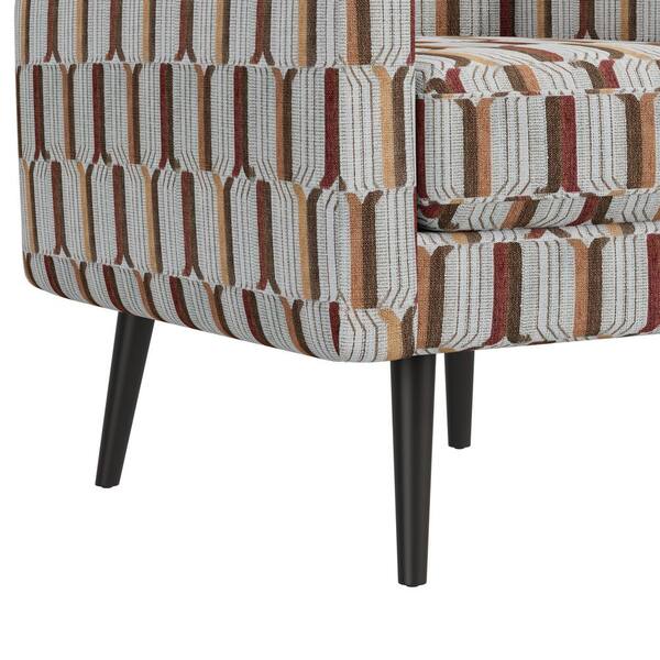 Handy Living Mindy Tan, Cream and Red Stripe Fabric Mid-Century