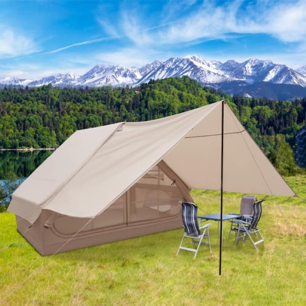 SKONYON 4-6 People Inflatable Camping Tent with Porch and Carrying