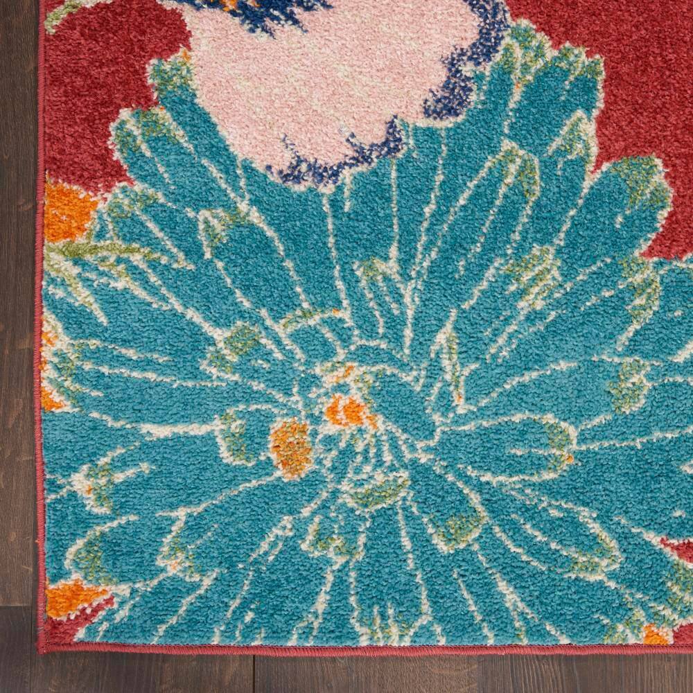 Allur Floral Essence Red Multicolor 5'3" x 7'3" Synthetic Area Rug