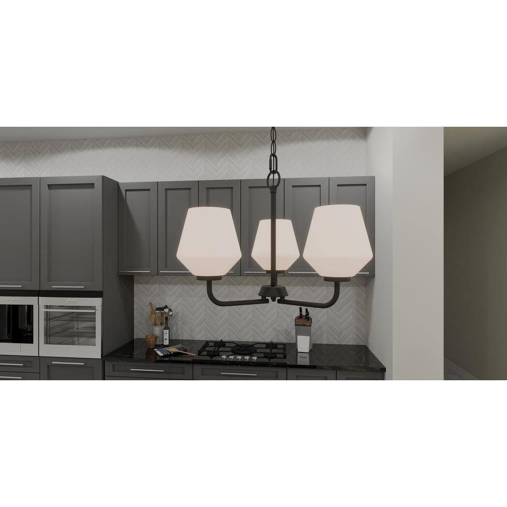 Nielson Matte Black 3-Light Glass Pendant