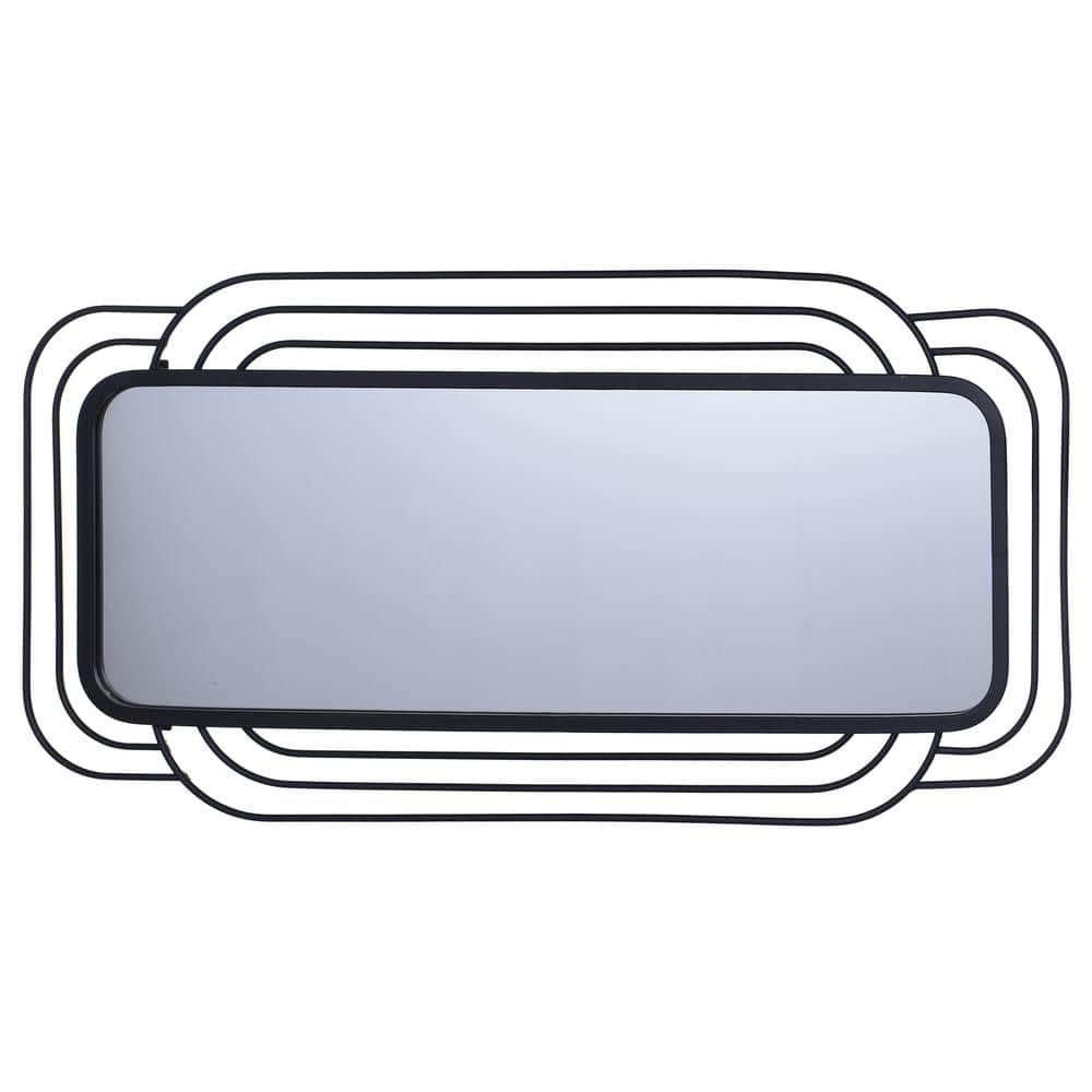 Gemma 36.5'' Matte Black Mid-Century Modern Rectangular Wall Mirror