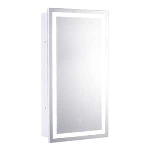 Edison 16 in. x 30 in. Recessed or Surface-Mount Medicine Cabinet with LED Tri-Color Mirror with Dimmer and Anti Fog Pad