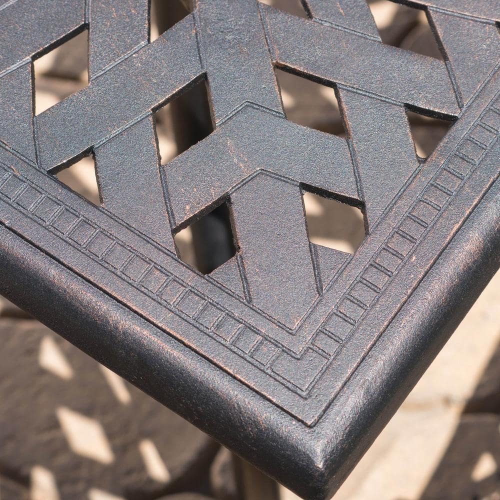 Shiny Copper Cast Aluminum Square Outdoor Dining Table