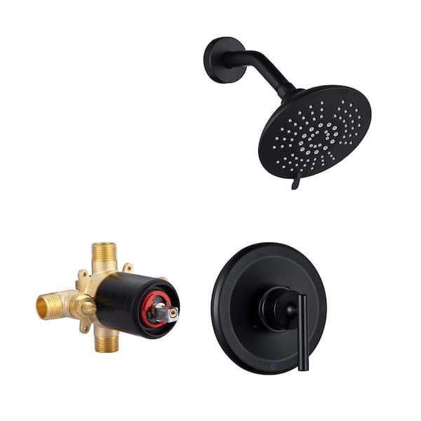 Single-Handle 5-Spray Shower Faucet 1.8 GPM with Adjustable Heads in Matte Black