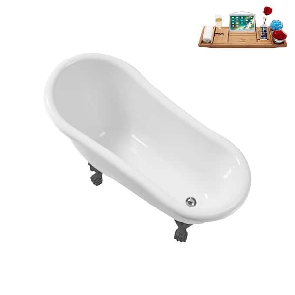 Streamline 53 in. Acrylic Clawfoot Non-Whirlpool Bathtub in Glossy White  with Polished Chrome Drain And Brushed GunMetal Clawfeet N488BGM-IN-CH -  The Home Depot