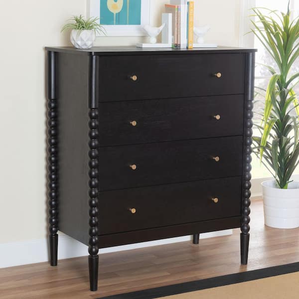 Lucera Black 4-Drawer 32.7 in. Chest of Drawers