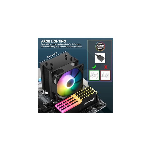 YICHUHAOXI V3 PWM Smart Control CPU Air Cooler ARGB Lighting