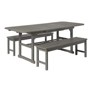 Grey Wash 3-Piece Classic Wood Outdoor Patio Dining Set