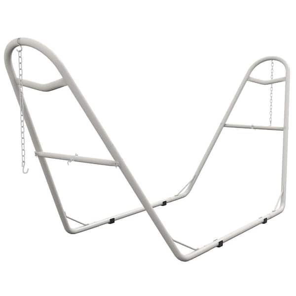 Sudzendf 10 ft. Portable Adjustable Metal Hammock Stand in White, for 2-Person, for 9 ft. to 14 ft. Hammocks