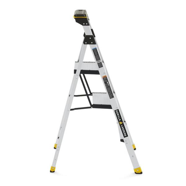 Gorilla Ladders - 4.5 ft. Aluminum Dual Platform Ladder with Tray (9 ft. Reach), 250 lb. Load Capacity Type I Duty Rating