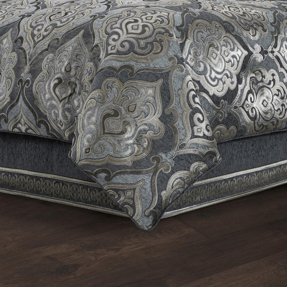 Powder Blue Microfiber Queen Comforter Set with Shams and Bedskirt