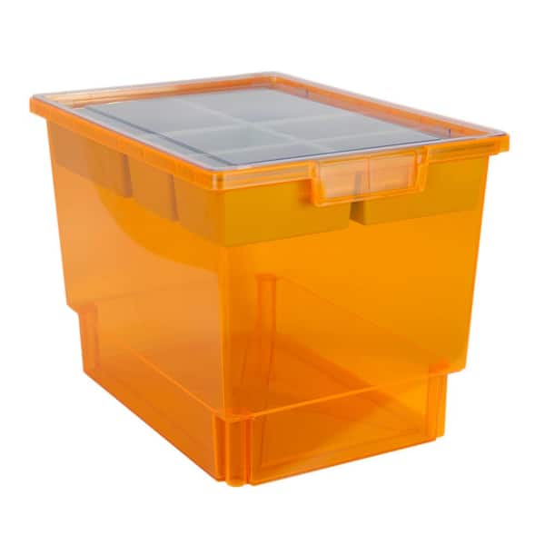 StorSystem Bin/ Tote/ Tray Divider Kit - Triple Depth 12" Bin in Neon Orange - 1 pack