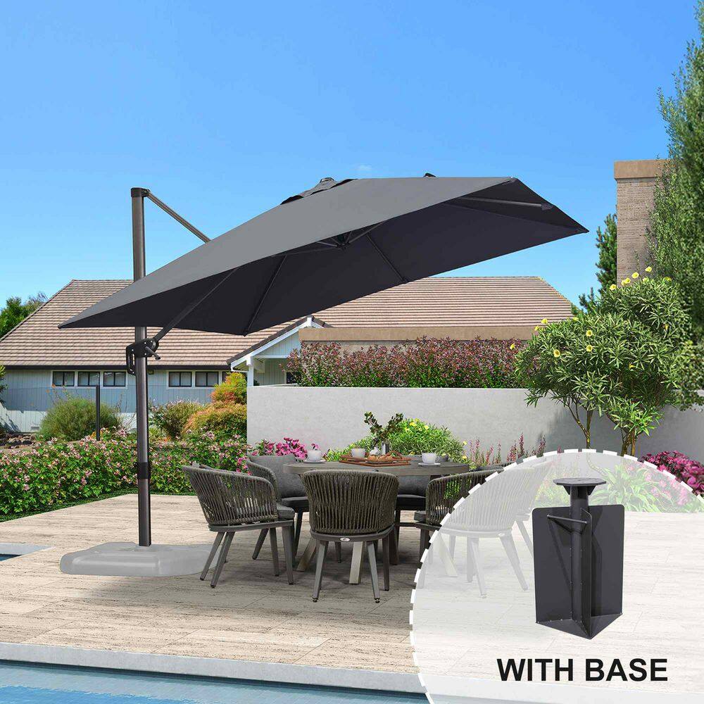 10 ft. Square Aluminum Outdoor Patio Cantilever Umbrella Offset 360-Degree Rotation Umbrella with Base in Ground, Gray price history on PriceWatchPro