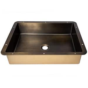 18.5 in. Bathroom Sink in Antique Stainless Steel with Drain