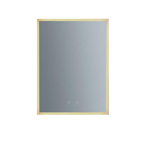 HOMEMYSTIQUE 24 in. W x 32 in. H Large Rectangular Frameless LED Wall Mounted Bathroom Vanity Mirror in Silver