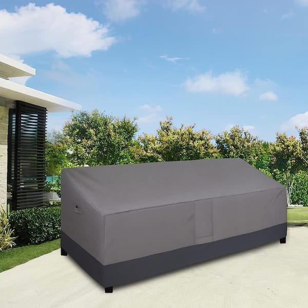 104 in. W x 32.5 in. D x 33 in. H Gray/Black Waterproof Outdoor Couch Cover,  Heavy-Duty 4-Seater Patio Sofa Cover B07YJRLWLM - The Home Depot