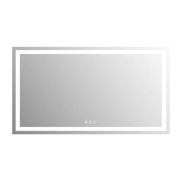 Klajowp 60 in. W x 36 in. H Rectangular Tempered Glass Frameless Anti ...